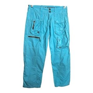 Pete & Greta by Johnny Was Unisex Utility Cargo Teal‎ Blue Pants